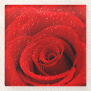Foto van Red Rose Background Glazen Onderzetter