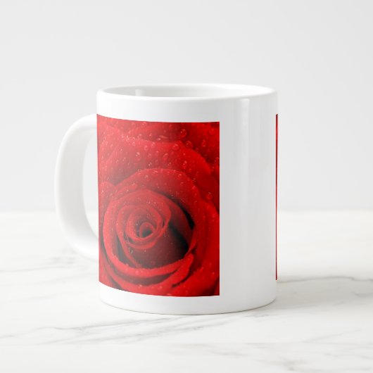 Foto van Red Rose Background Grote Koffiekop (Links)