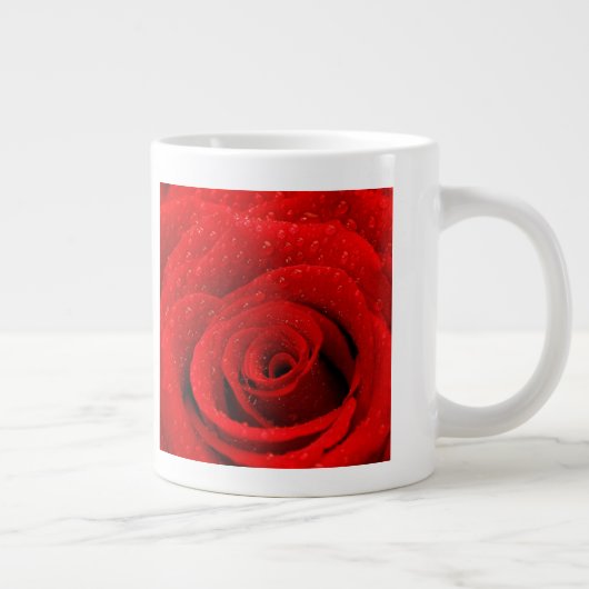 Foto van Red Rose Background Grote Koffiekop (Rechts)