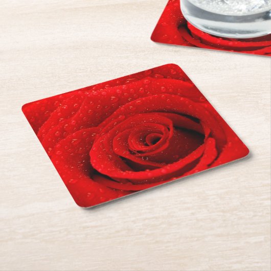 Foto van Red Rose Background Kartonnen Onderzetters (Schuin)