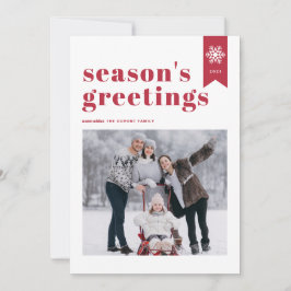 Foto van Red Typography Snowflake Season's Feestdagenkaart