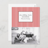 Foto van Red Vertical Festive Stripes Holiday Feestdagenkaart (Voorkant / Achterkant)
