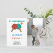 Foto van Red vs Green Ping Birthday Invitations Kaart (Staand voorkant)