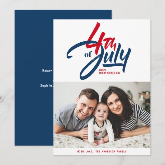 Foto van Red, White en Blue Happy Independence Day Feestdagenkaart (Voorkant / Achterkant)
