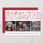 Foto van Red White Moderne Kerstwinter Feestdagenkaart (Voorkant / Achterkant)