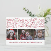 Foto van Red White Moderne Kerstwinter Feestdagenkaart (Staand voorkant)