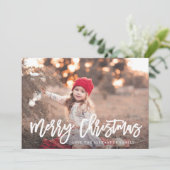 Foto van Red Winter Botanical Merry Kerstmis Feestdagenkaart (Staand voorkant)