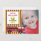 Foto van Red Yellow Firetruck Child 2e verjaardag  Kaart (Voorkant)