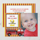 Foto van Red Yellow Firetruck Child 2e verjaardag  Kaart (Voorkant / Achterkant)