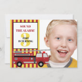 Foto van Red Yellow Firetruck Child 3rd Birthday Kaart (Voorkant)