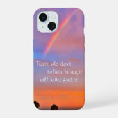 Foto van regenboog zonsondergang Geloof in magie c iPhone 15 Case (Achterkant)