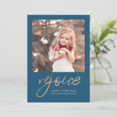 Foto van Rejoice and Be Glad Blue Rustic Feestdagenkaart (Staand voorkant)