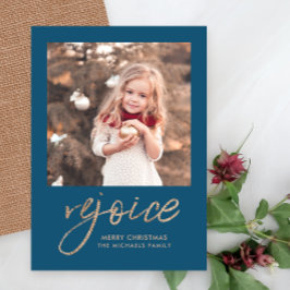 Foto van Rejoice and Be Glad Blue Rustic Feestdagenkaart