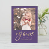 Foto van Rejoice and Be Glad Paarse Rustic Feestdagenkaart (Staand voorkant)