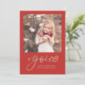 Foto van Rejoice and Be Glad Red Rustic Feestdagenkaart (Staand voorkant)