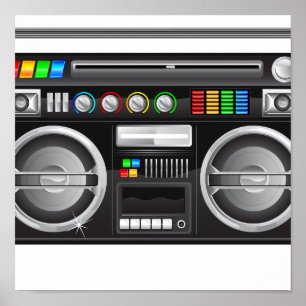 foto van retro boombox ghetto blaster poster