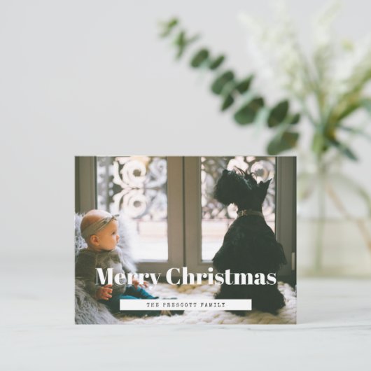 Foto van Retro Merry-kerstfamilie Briefkaart (Staand voorkant)