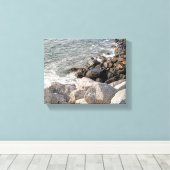 Foto van Rocky Ocean Shore Canvas Afdruk (Insitu (Houten vloer))