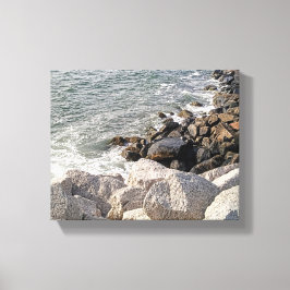 Foto van Rocky Ocean Shore Canvas Afdruk