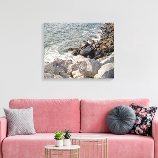 Foto van Rocky Ocean Shore Canvas Afdruk (Insitu (Woonkamer))
