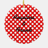 Foto van rode en witte poka keramisch ornament (Achterkant)