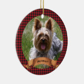 Foto van rode en zwarte buffelplaat keramisch ornament (Rechts)