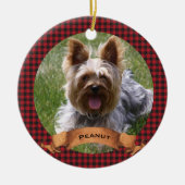 Foto van rode en zwarte buffelplaat keramisch ornament (Voorkant)