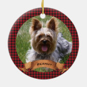 Foto van rode en zwarte buffelplaat keramisch ornament (Achterkant)