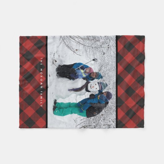 Foto van rode en zwarte buffels fleece deken (Voorkant (Horizontaal))