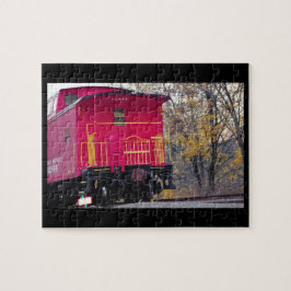 Foto van rode kajuittrein legpuzzel