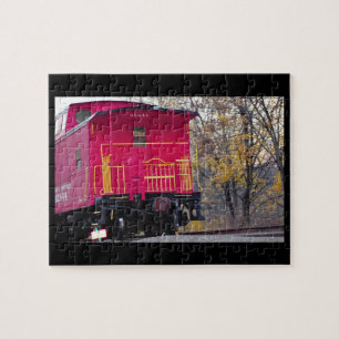 Foto van rode kajuittrein legpuzzel