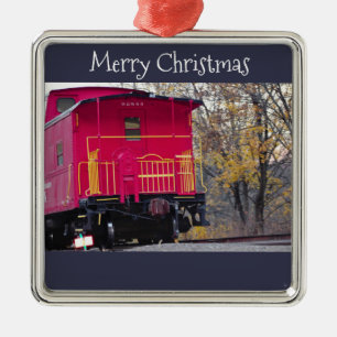 Foto van rode kajuittrein metalen ornament