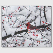 Foto van rode kardinaalsneeuwboom cadeaupapier (Vlak)