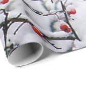 Foto van rode kardinaalsneeuwboom cadeaupapier (Rol Hoek)