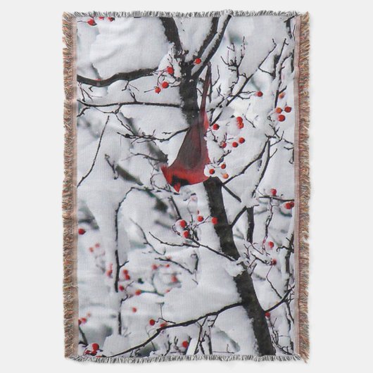 Foto van rode kardinaalsneeuwboom deken (Voorkant Verticaal)