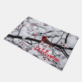 Foto van rode kardinaalsneeuwboom deurmat (Schuin)