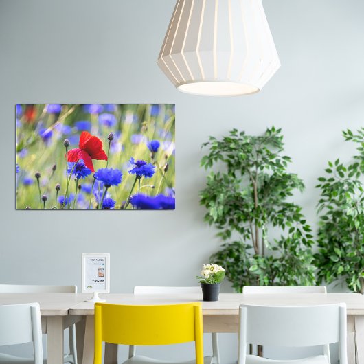 Foto van rode klaproos wilde bloemen canvas afdruk