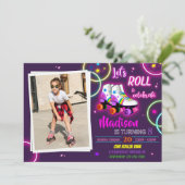 Foto van Roller verjaardagsuitnodiging Meisjesfees Kaart (Staand voorkant)