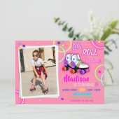 Foto van Roller verjaardagsuitnodiging Meisjesfees Kaart (Staand voorkant)