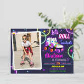 Foto van Roller verjaardagsuitnodiging Meisjesfees Kaart (Staand voorkant)