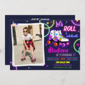 Foto van Roller verjaardagsuitnodiging Meisjesfees Kaart (Voorkant / Achterkant)