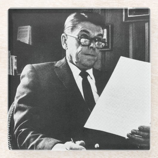 Foto van Ronald Reagan Glazen Onderzetter (Voorkant)