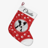 Foto van rood en wit papier stoppen grote kerstsok (Voorkant (Hangend))