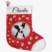 Foto van rood en wit papier stoppen grote kerstsok (Voorkant)