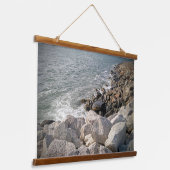 Foto van rotsachtige oceankust hangend wandkleed (Gebogen)