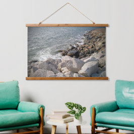 Foto van rotsachtige oceankust hangend wandkleed