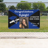 Foto van Royal Blue en Black Vinyl Afstuderen Spandoek (Insitu)