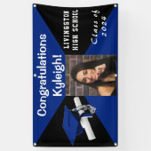 Foto van Royal Blue en Black Vinyl Afstuderen Spandoek (Verticaal)