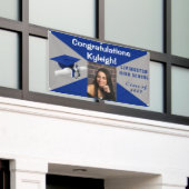 Foto van Royal Blue en Gray Vinyl Afstuderen Spandoek (Buitenkant Gebouw)