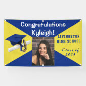 Foto van Royal Blue en Yellow Vinyl Afstuderen Spandoek (Horizontaal)